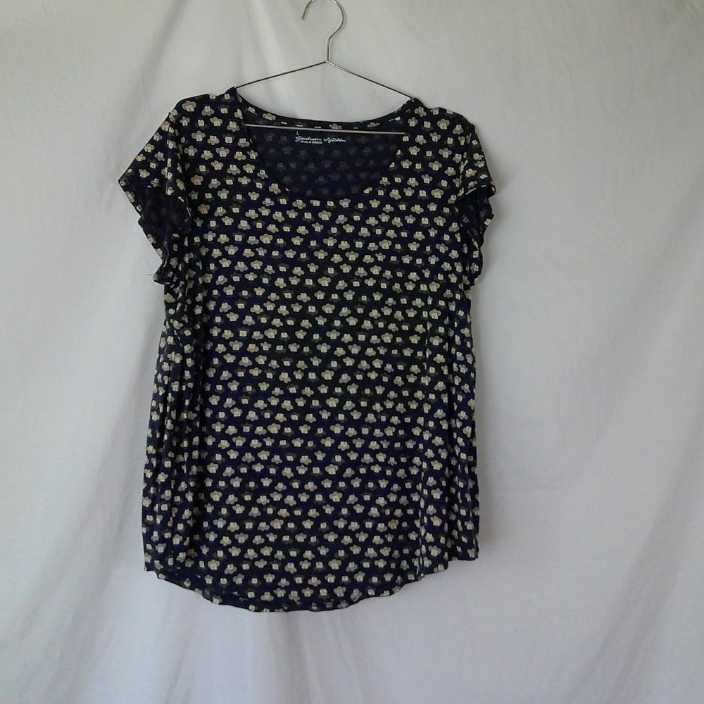 Gudrun Sjoden Short-Sleeve Scoop Neck Floral Top